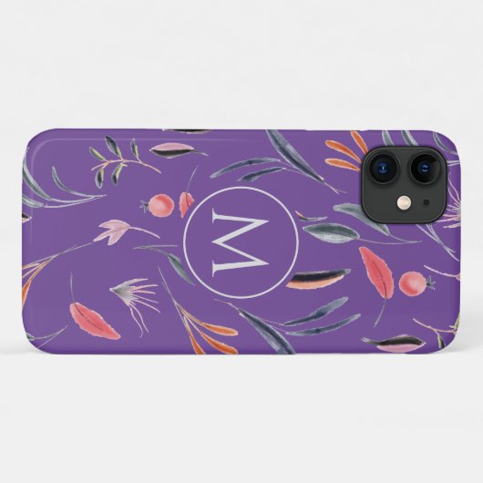 Lavendel floral MONOGRAM Custom Personalisiert Case-Mate iPhone Hülle (Rückseite (Horizontal))