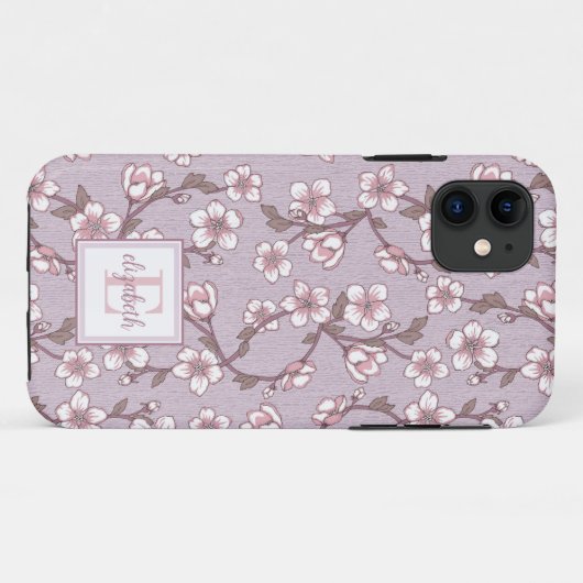 Lavendel Floral Monogram Phone Case (Rückseite (Horizontal))