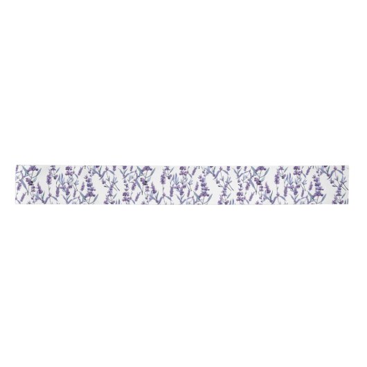 Lavendel floral on White Satinband (Vorderseite)