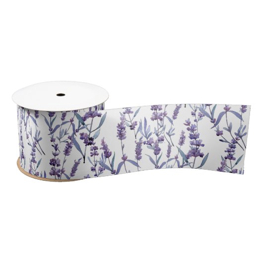 Lavendel floral on White Satinband (Spule)