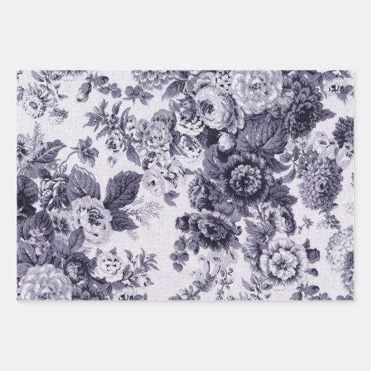 Lavendel Floral Peonies Dahlias Asters Rose Geschenkpapier Set (Vorderseite 3)