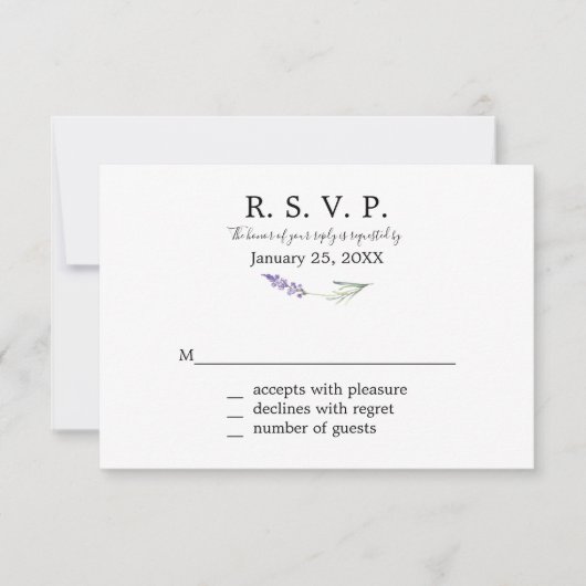 Lavendel Floral Response Cards RSVP Karte (Vorderseite)