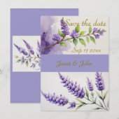 Lavendel Floral Save the Date Card (Vorne/Hinten)