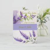 Lavendel Floral Save the Date Card (Stehend Vorderseite)