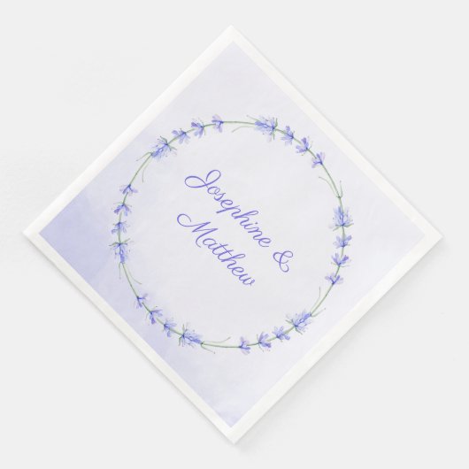 Lavendel Floral Watercolor Kreath Serviette (Ecke)