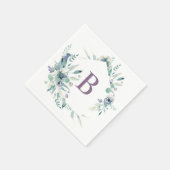 Lavendel Floral Watercolor Monogram Napkin Serviette (Ecke)