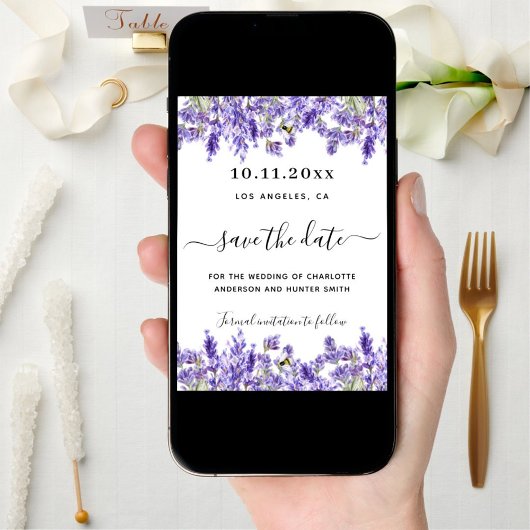 Lavendel florale Hochzeit speichern das Datum Save The Date
