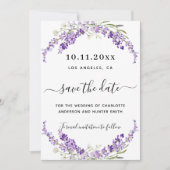 Lavendel florale Hochzeit speichern das Datum Save The Date (Vorderseite)