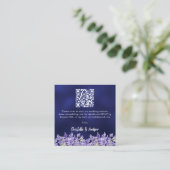 Lavendel-florale marineblaue QR-Code Hochzeit RSVP Begleitkarte (Stehend Vorderseite)