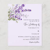 Lavendel-florale Violett-Hochzeitseinladung (Vorderseite)
