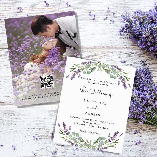 Lavendel Florals Foto QR UAWG Budget Hochzeit