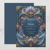Lavendel Flügel Fantasy-Hochzeit Einladung (Vorne/Hinten)