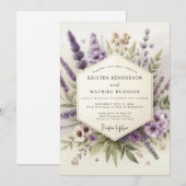 Lavendel flüsternde Flora Hochzeit Einladung (Vorne/Hinten)