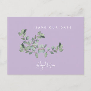 Lavendel & Foliage Hochzeit Sichern Sie das Datum Postkarte