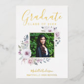 Lavendel Foto Abschluss Folieneinladung (Vorderseite)