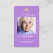 Lavendel-Foto-Cross-Beerdigungskarte Visitenkarte (Vorderseite)