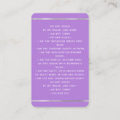 Lavendel-Foto-Cross-Beerdigungskarte Visitenkarte (Rückseite)