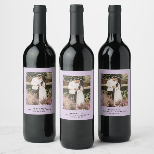 Lavendel Foto Danke Hochzeit Weinetikett (Flaschen)