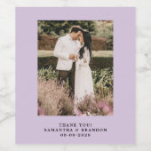 Lavendel Foto Danke Hochzeit Weinetikett (Einzelnes Label)
