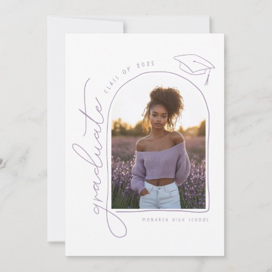 Lavendel Foto Handgezeichnete Party Einladung (Rückseite)