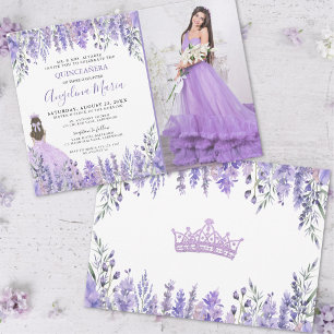Lavendel-Foto Lila Blumen-Quinceañera Einladung