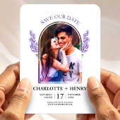 Lavendel Foto Save-the-Date Florale Hochzeit Magnet