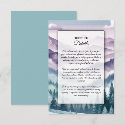 Lavendel Frost bei der Alpennebel-Hochzeit Begleitkarte (Vorne/Hinten)