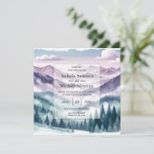 Lavendel Frost bei der Alpennebel-Hochzeit Einladung (Stehend Vorderseite)