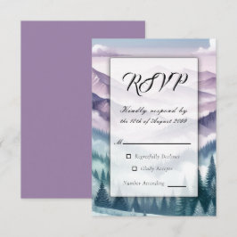 Lavendel Frost bei der Alpennebel-Hochzeit RSVP Karte
