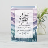 Lavendel Frost bei der Alpennebel-Hochzeit Save The Date (Stehend Vorderseite)