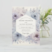 Lavendel-Frost-Blüten-Eleganz-Hochzeit Einladung (Stehend Vorderseite)