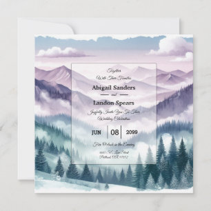Lavendel Frost im Alpine Nebel Hochzeit Einladung