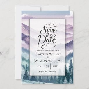 Lavendel-Frost im alpinen Nebel-Hochzeit Save The Date
