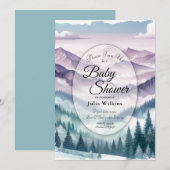 Lavendel Frost in der Alpennebel Babydusche Einladung (Vorne/Hinten)