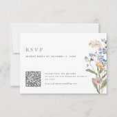 Lavendel-Frühlings-Wiesenhochzeit QR-Code RSVP Karte (Vorderseite)