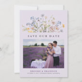 Lavendel-Frühlings-Wildblumenwiese-Garten-QR-Code Save The Date (Vorderseite)