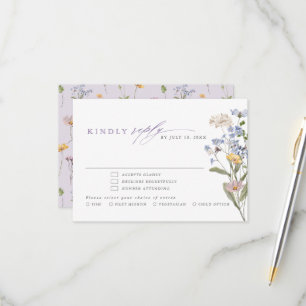 Lavendel-Frühlings-Wildblumenwiese-Gartenhochzeit RSVP Karte