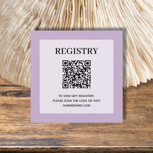 Lavendel für die Hochzeitregistrierung QR Code Begleitkarte