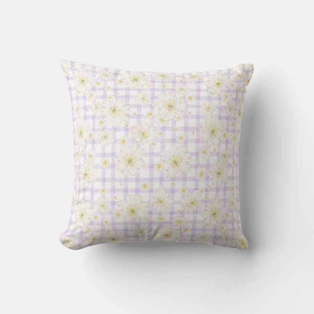 Lavendel Gänseblümchen Frühling Kissen (Vorderseite)