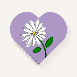 Lavendel-Gänseblümchen-Herz-Notizbuch Notizblock