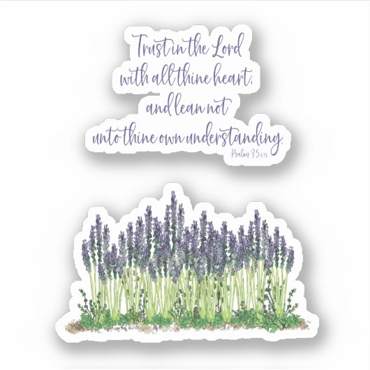 Lavendel Garden Design. Ermutigend Vers. Aufkleber (Vorderseite)