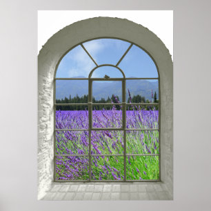Lavendel Garden Imitate Fensteransicht Poster