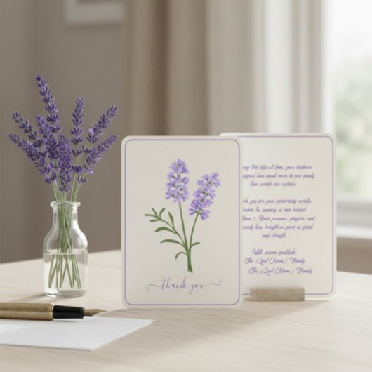 Lavendel-Gedenk-Dankeskarten Dankeskarte