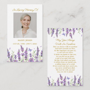 Lavendel-Gedenkfoto-Trauerkarte Visitenkarte