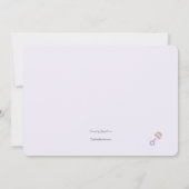 Lavendel-Geklapper-Foto-Baby-Duschen-Einladung Einladung (Rückseite)