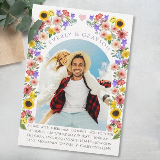 Lavendel & Gelb Elegance Foto Wildblume Einladung