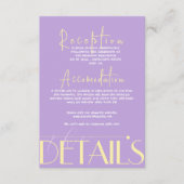 Lavendel & gelb Moderne Minimale Hochzeitsdetails Begleitkarte (Vorderseite)