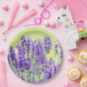 Lavendel Gelbe Wasserfarbenfloral Pappteller (Party)