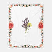 Lavendel & Gelbe Wildblume Botanisches Design Fleecedecke (Vorderseite)