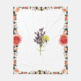 Lavendel & Gelbe Wildblume Botanisches Design Fleecedecke